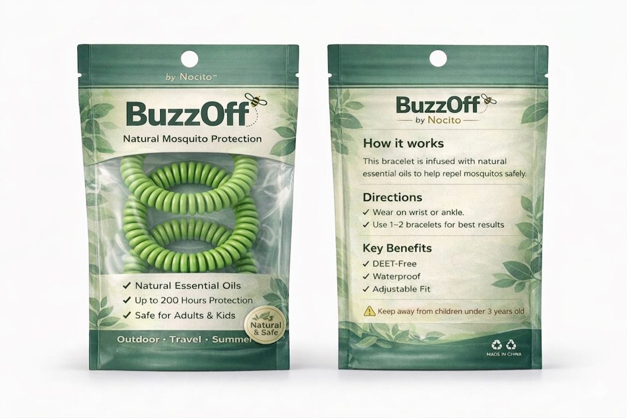 BuzzOff™ – Pack 3 Bracelets Répulsifs Anti-Moustiques