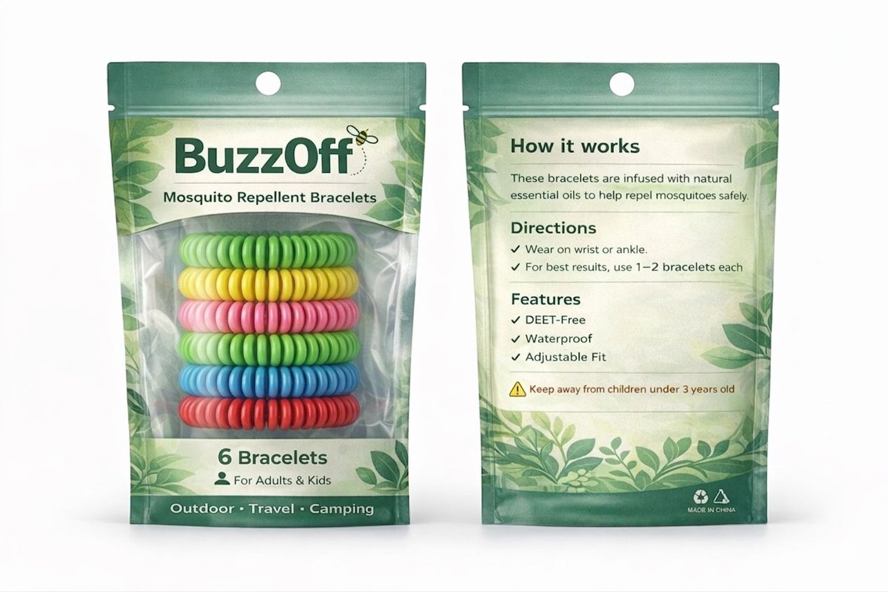 BuzzOff™ – Pack 6 Bracelets Répulsifs Anti-Moustiques